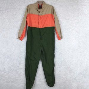 Love Love Love Womens Jumpsuit Color Block‎ Olive Green Long Sleeve Zipper M
